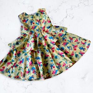 Miss Smarty Pants New Hand Crafted Yellow Tropical Summer Dress Girls Size 7